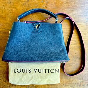 LOUIS VUITTON Navy Blue Taurillon Capucines BB Crossbody Bag